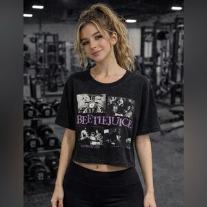 Beetlejuice Black Crop Graphic T-Shirt